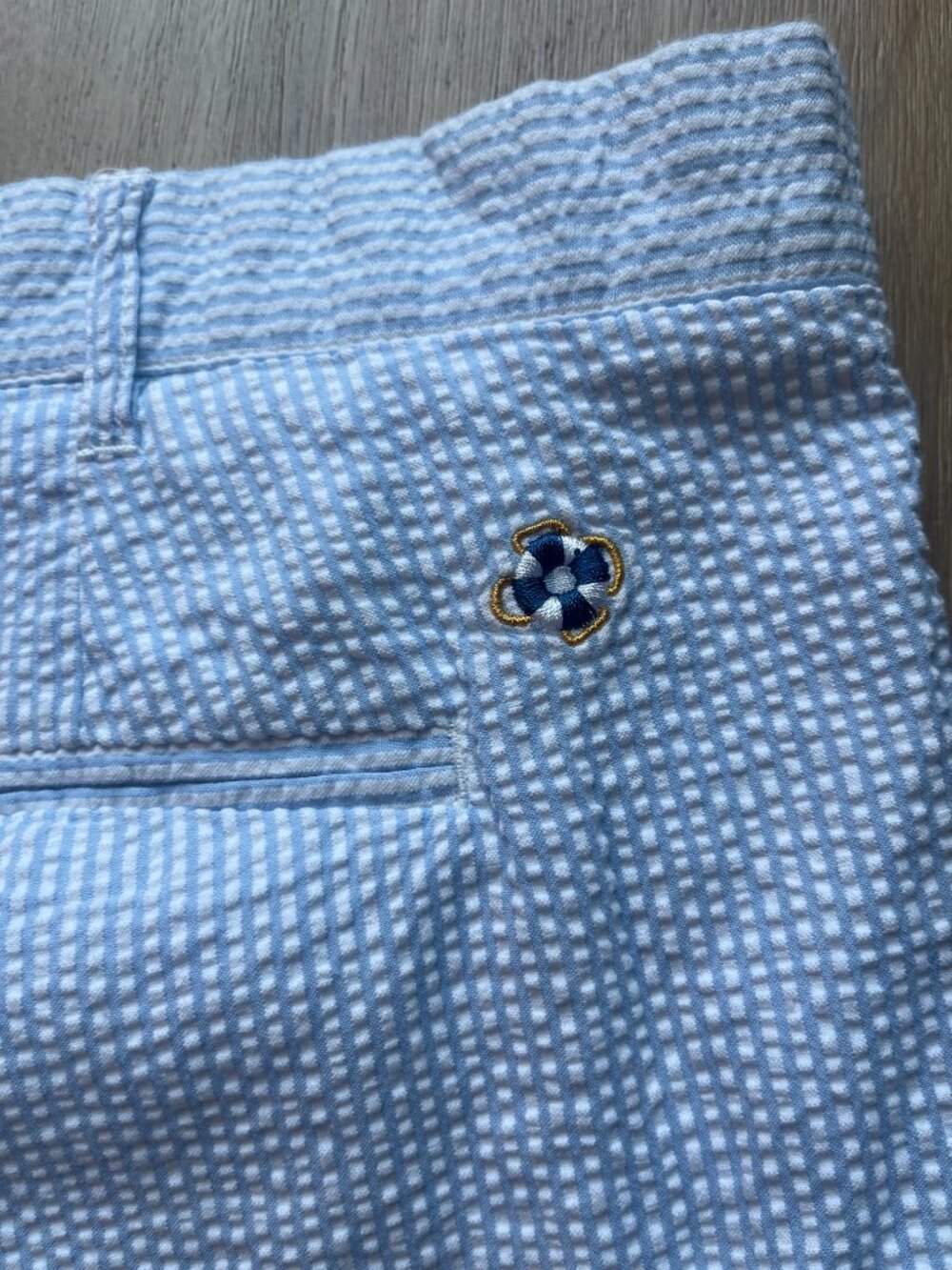 Castaway Nantucket Island Men's Blue Seersucker Beach Coastal Shorts Size 42 - Picture 6 of 9